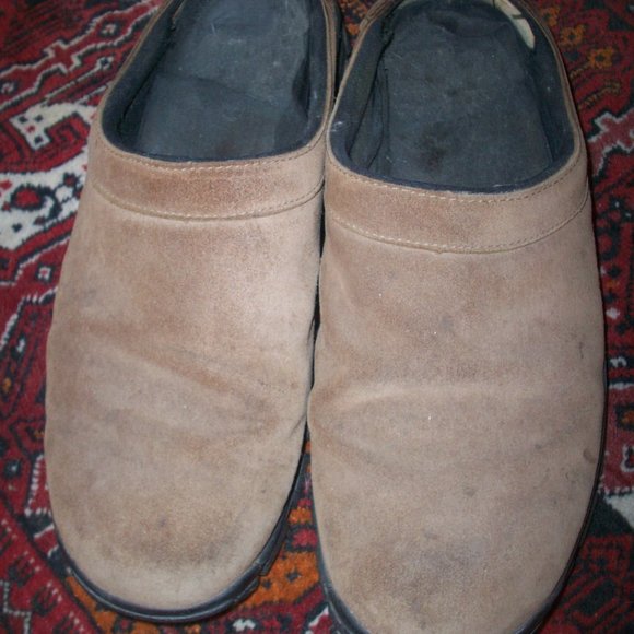 Lands' End Shoes Lands End All Weather Suede Leather Slip On Mules